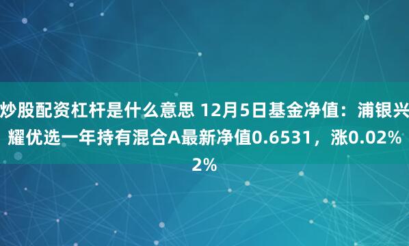 炒股配资杠杆是什么意思 12月5日基金净值：浦银兴耀优选一年持有混合A最新净值0.6531，涨0.02%