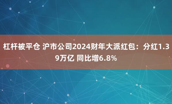 杠杆被平仓 沪市公司2024财年大派红包：分红1.39万亿 同比增6.8%