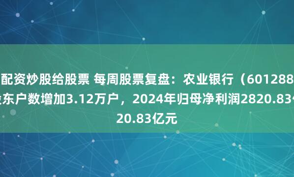 配资炒股给股票 每周股票复盘：农业银行（601288）股东户数增加3.12万户，2024年归母净利润2820.83亿元