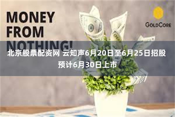 北京股票配资网 云知声6月20日至6月25日招股 预计6月30日上市