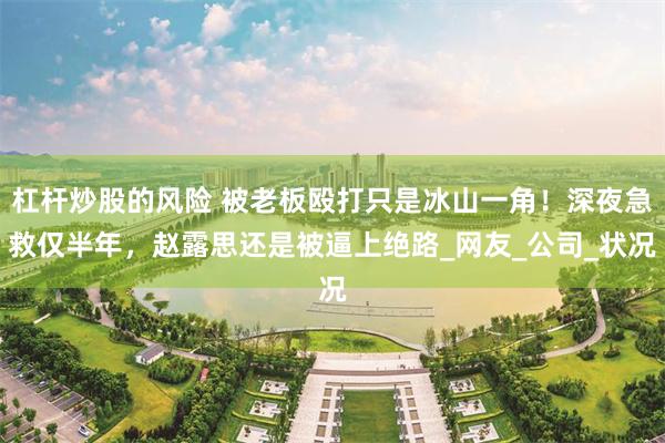 杠杆炒股的风险 被老板殴打只是冰山一角！深夜急救仅半年，赵露思还是被逼上绝路_网友_公司_状况